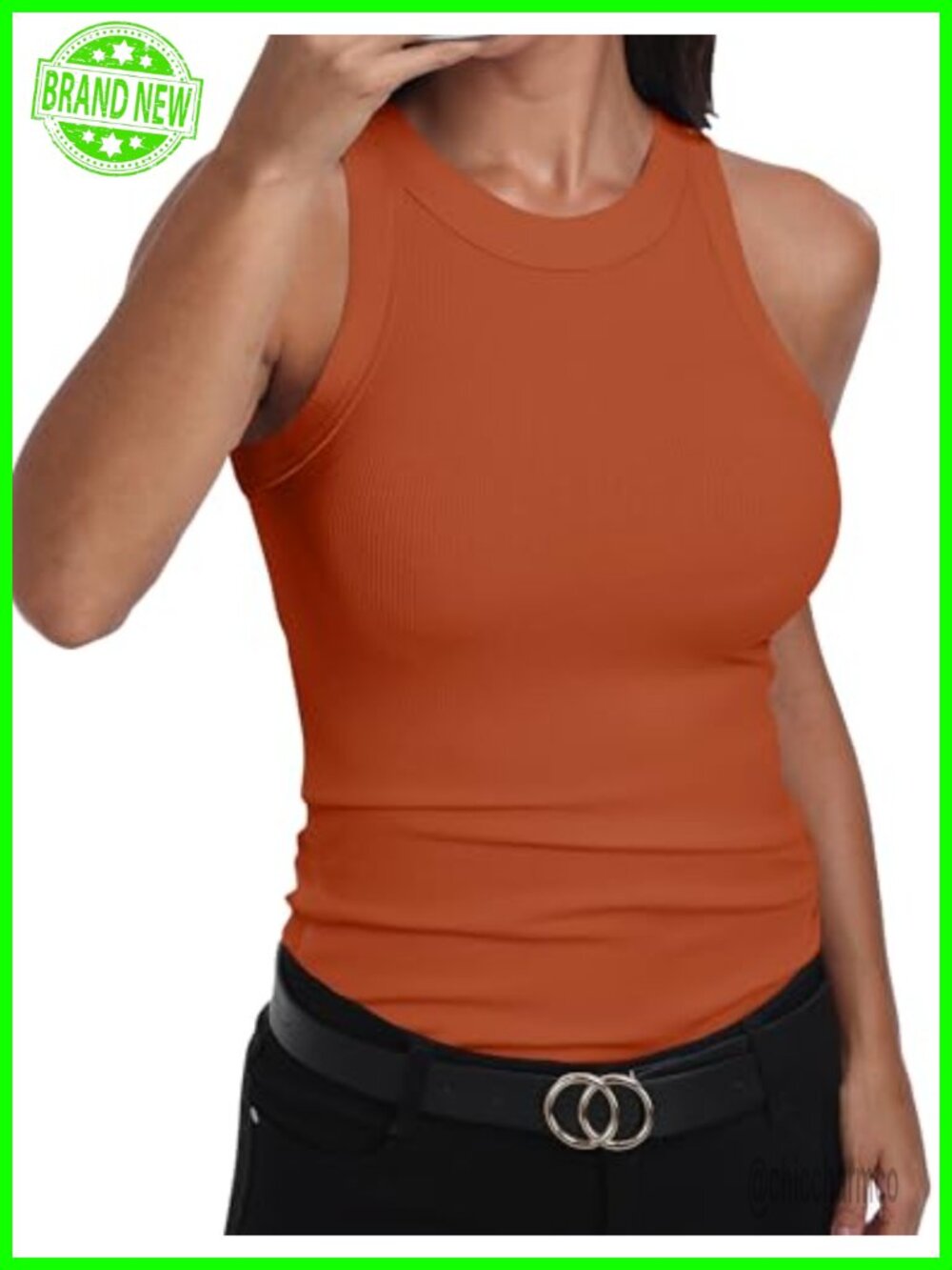 Women's Racerback Tank Top High Neck Sleeveless Cotton Blend Fitted
